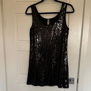 Black Sequin Sleeveless Dress
